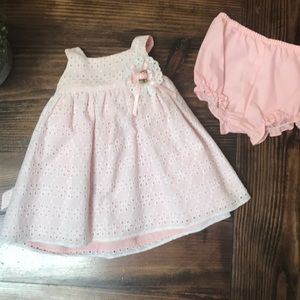 White & Pink eyelet toddler dress